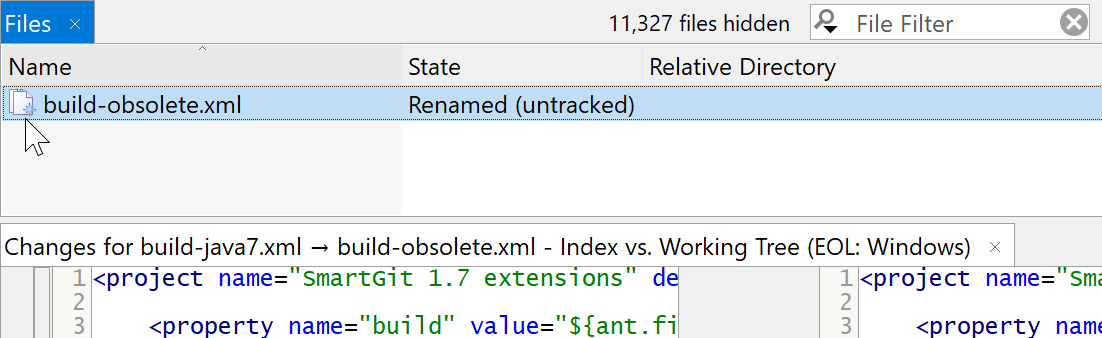 File renamed in the working tree can be detected.