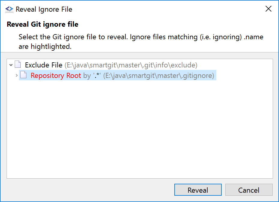 Easyly reveal matching gitignore files.