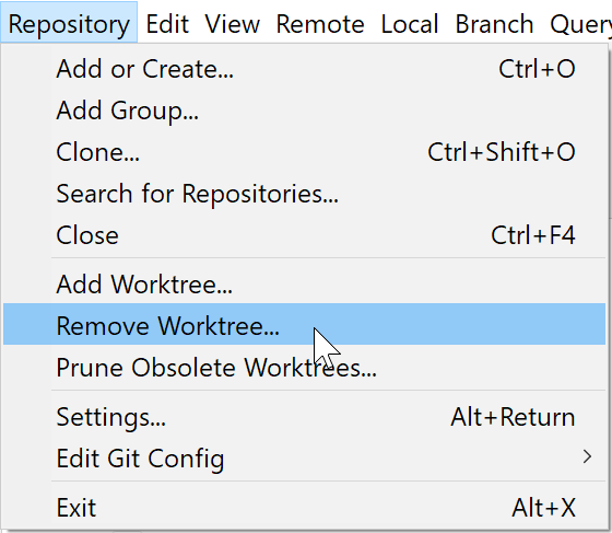 New remove worktree command.