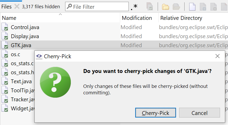 Cherry-pick not just full commits, but also just some files.