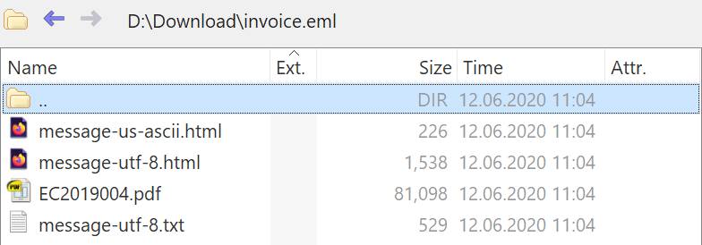 Saved emails (eml files) can be treated as archives.