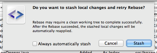 local changes can be stashed automatically when pulling other user's changes