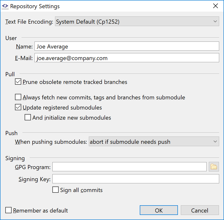 The reworked repository settings dialog.
