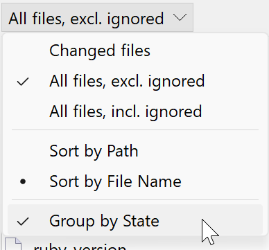 Files can be grouped by state.