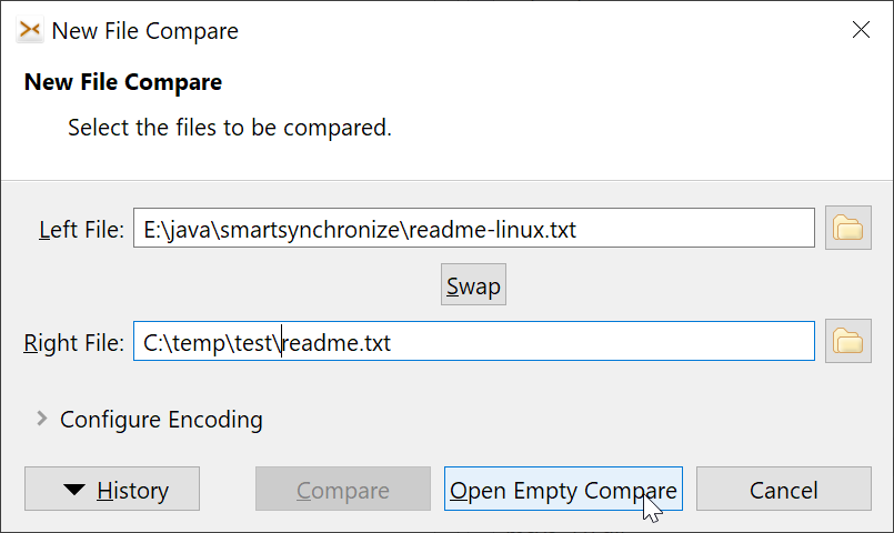 Open Empty File Compare.