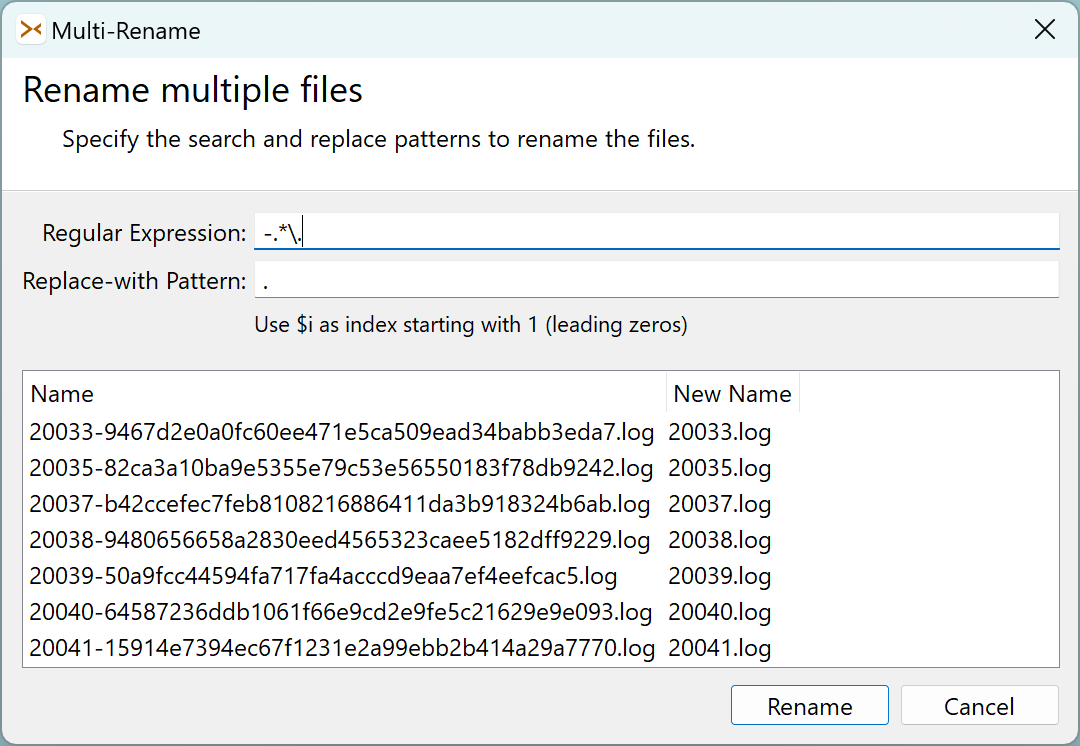Support for renaming multiple files at once.