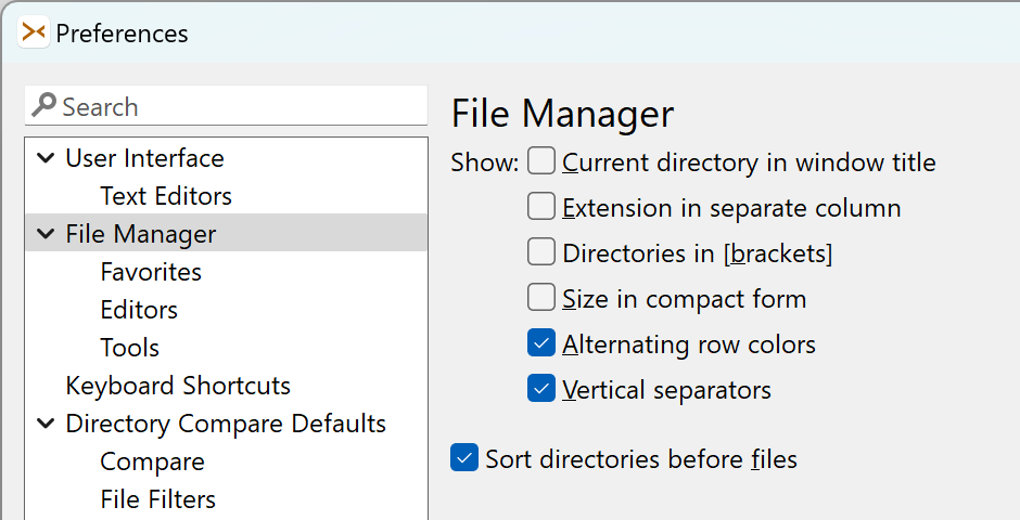 The directory listing can be configured.